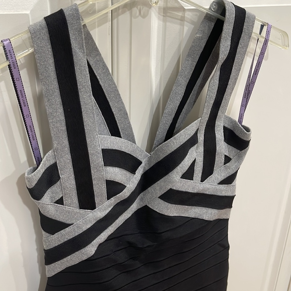 Herve Leger Crossover Colorblock Bandage Dress M